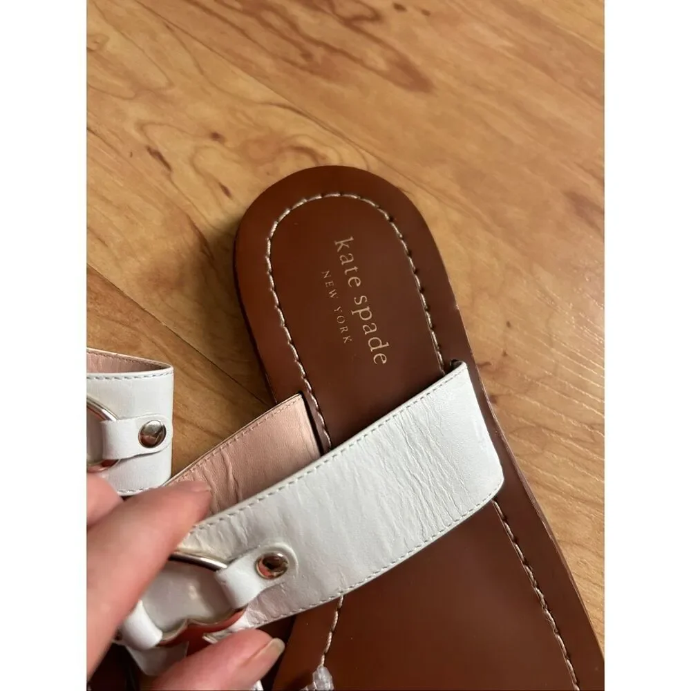 Kate spade white and silver heart thong slippers women’s chase size 7M